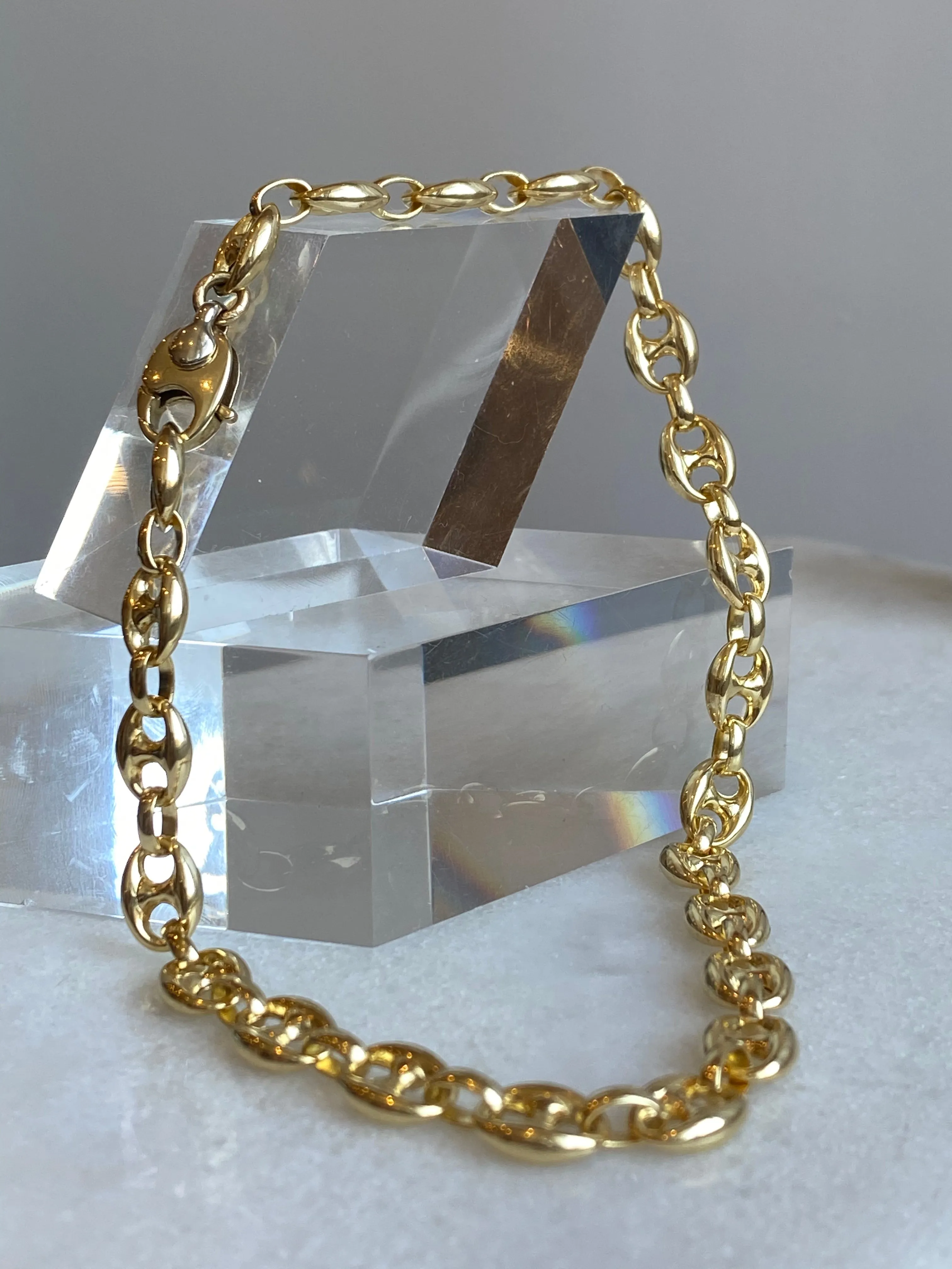 Puffy Mariner Link Chain in 14k Solid Gold