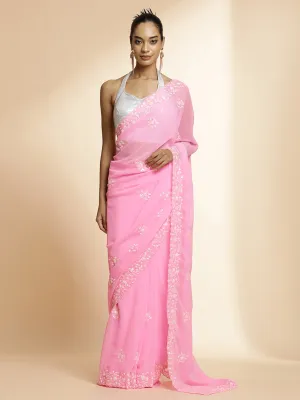 Pure Georgette Sequin Embroidered Saree