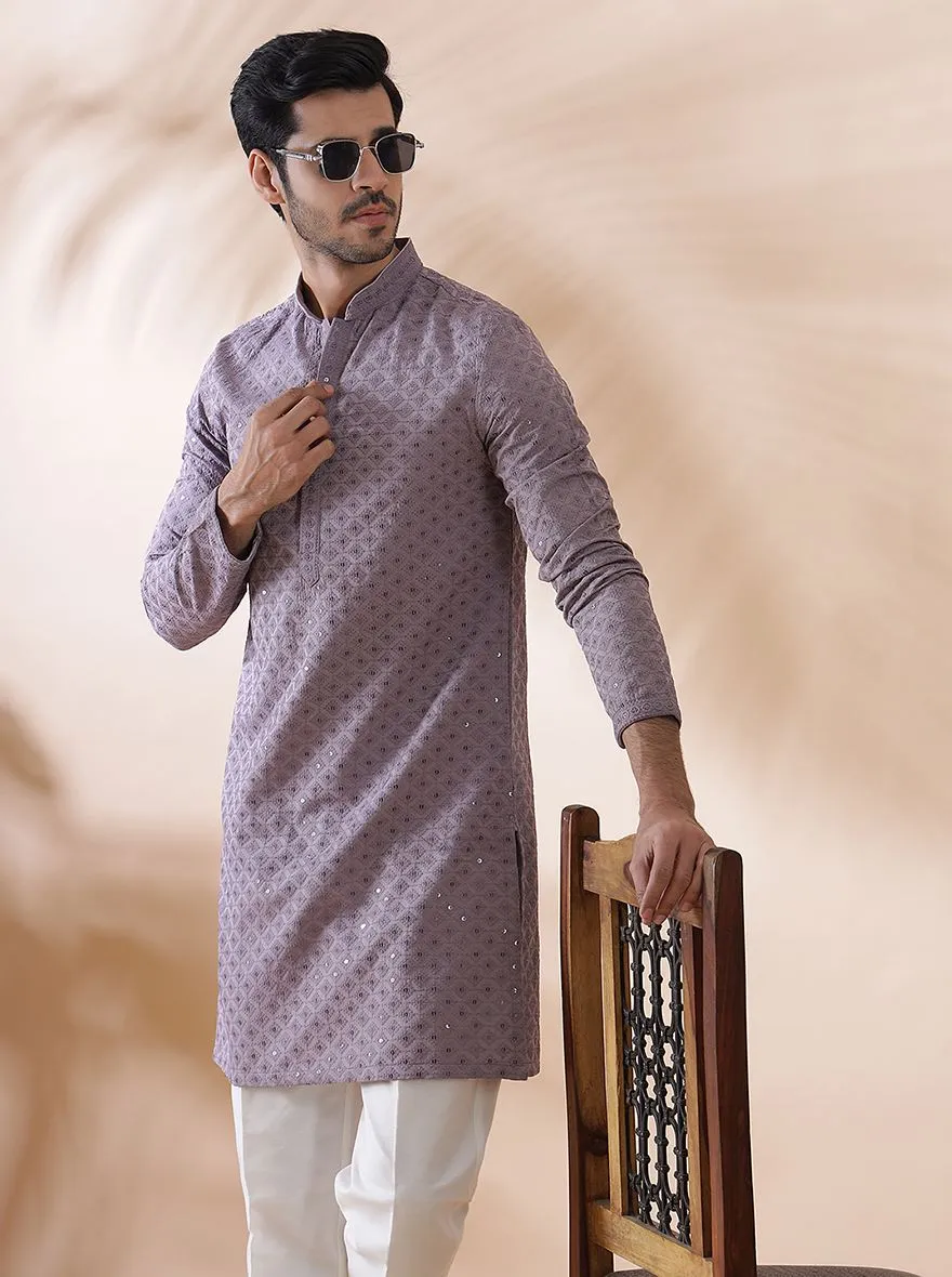 Purple Embroidered Kurta | The Kurta Company