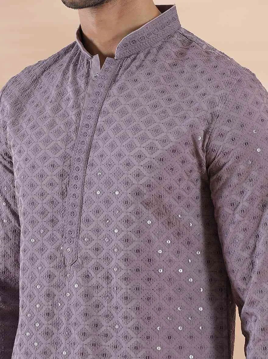 Purple Embroidered Kurta | The Kurta Company