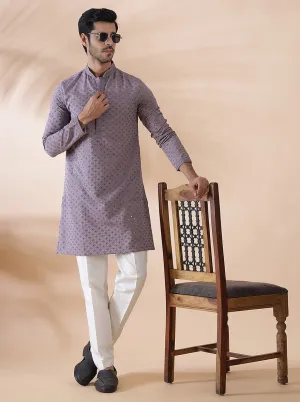 Purple Embroidered Kurta | The Kurta Company