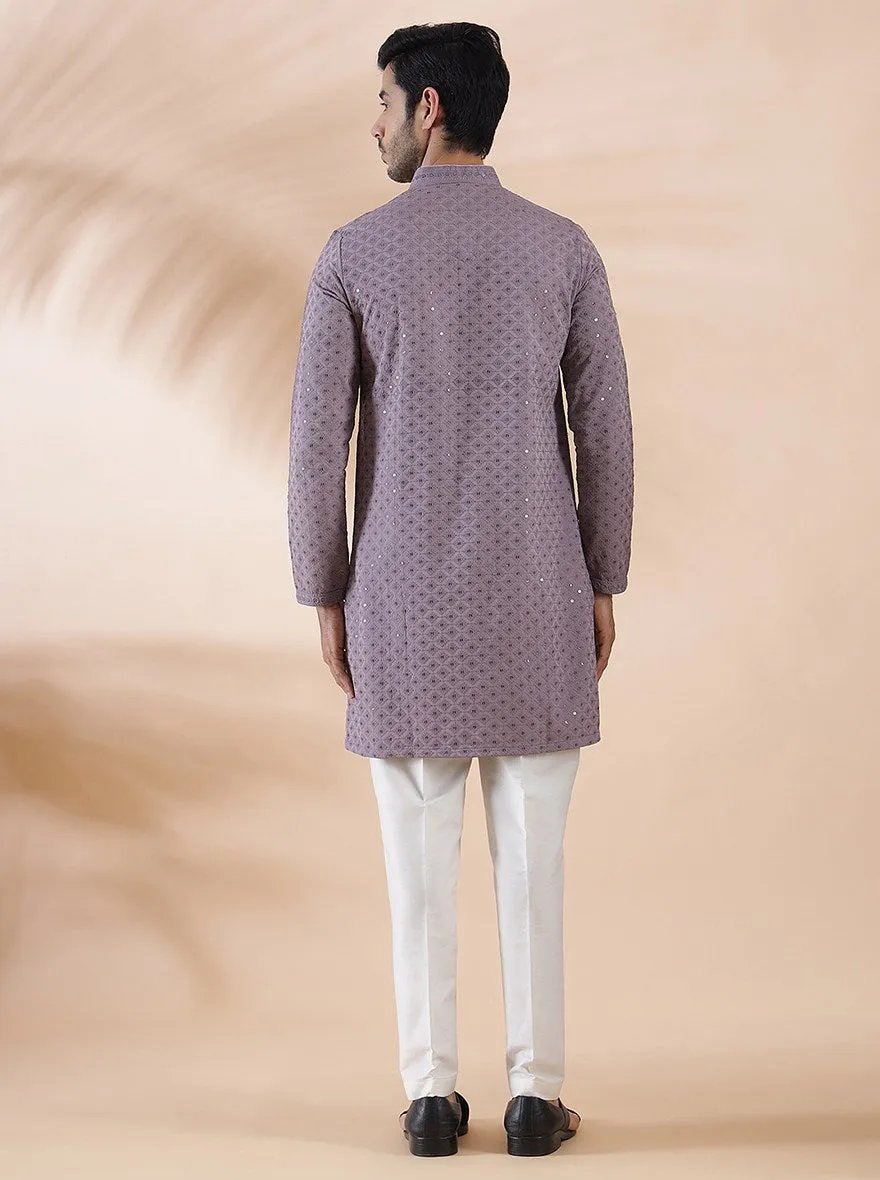 Purple Embroidered Kurta | The Kurta Company