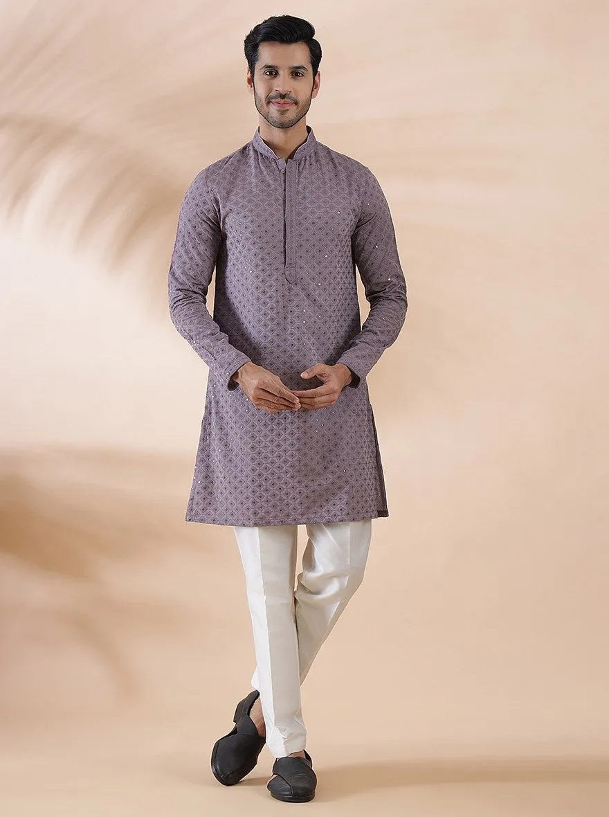 Purple Embroidered Kurta | The Kurta Company