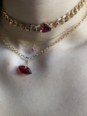 Pyramid Garnet Choker on Cuban link