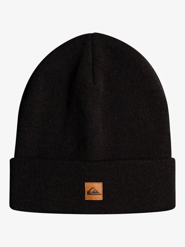Quiksilver Mens Brigade Fold-Over Grey Beanie - True Black