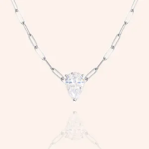 "Obsession" 3.0CTW Pear Cut Solitaire Pendant Necklace