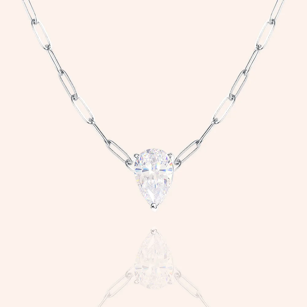"Obsession" 3.0CTW Pear Cut Solitaire Pendant Necklace