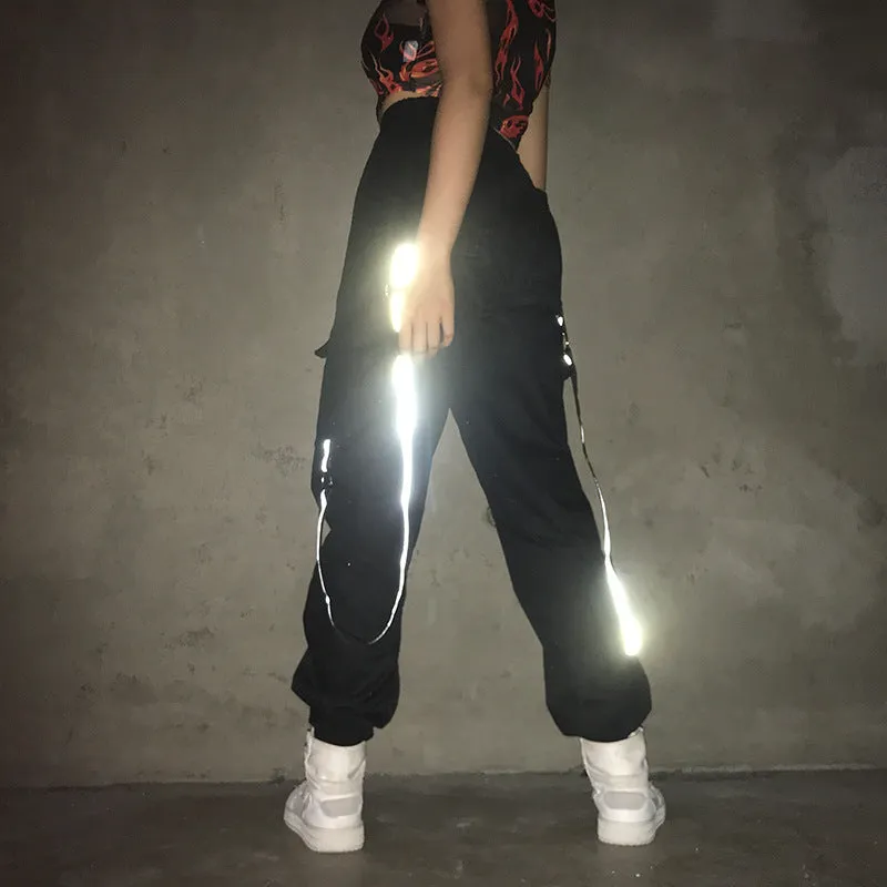 "STREET STYLE REFLECTIVE STREAMERS" HIP HOP PANTS K102617