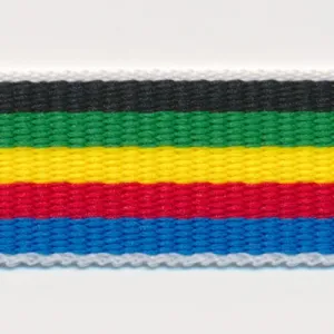 Rainbow Stripe Grosgrain Ribbon #14 Bleu & Red & Yellow & Green & Black