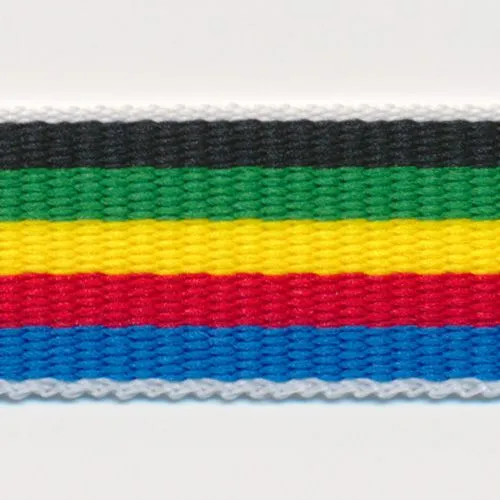 Rainbow Stripe Grosgrain Ribbon #14 Bleu & Red & Yellow & Green & Black