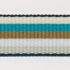 Rainbow Stripe Grosgrain Ribbon #9 Cream & Blue & Khaki & White & Gray