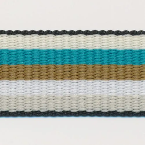 Rainbow Stripe Grosgrain Ribbon #9 Cream & Blue & Khaki & White & Gray