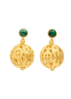 Renaissance Earrings in Malachite