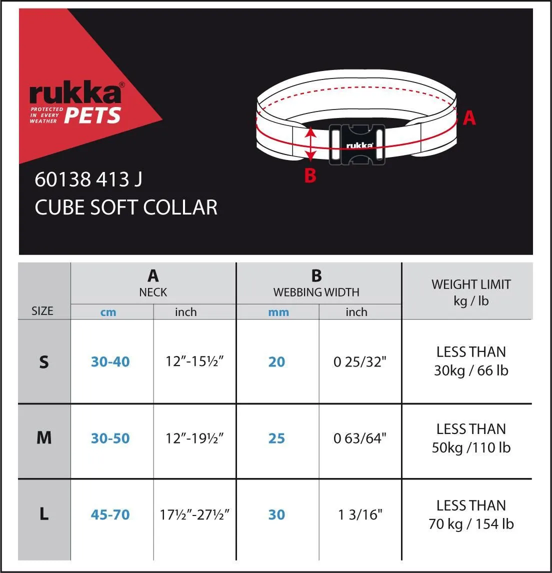 Rukka Pets Cube Soft Safety Lock Dog Collar