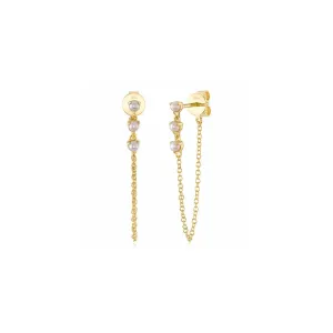 Shy Creation Front to Back Chain Cultured Pearl Earrings