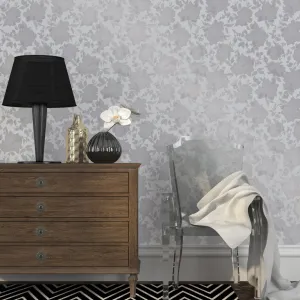 Silhouette Metallic Silver Self-Adhesive SI514 Wallpaper