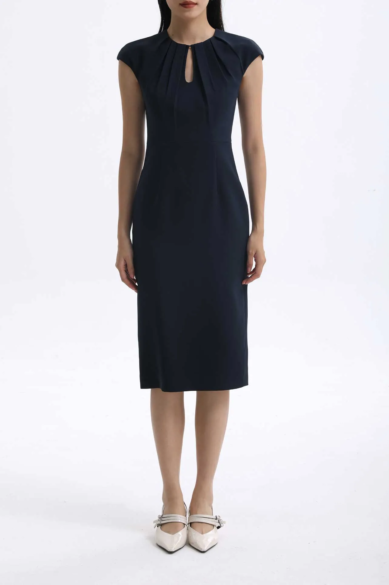 SLIM FIT ACETATE DRESS