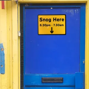 SNOG HERE reflective street sign