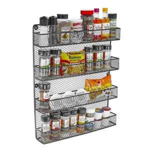 Southern Homewares SH-10207 Wall Mount Spice Rack Kitchen Storage Shelf Holder 4 Tier Rack, Matte Black