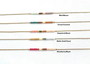 Springtime Minimalist Beaded Necklace Gold Plated