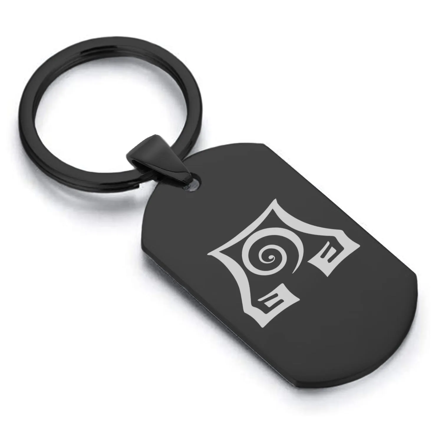 Stainless Steel Earth Element Dog Tag Keychain