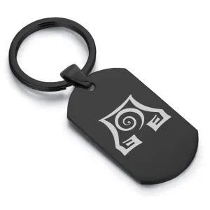 Stainless Steel Earth Element Dog Tag Keychain
