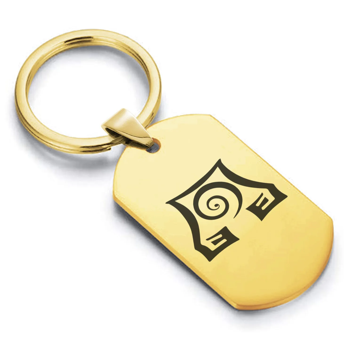 Stainless Steel Earth Element Dog Tag Keychain