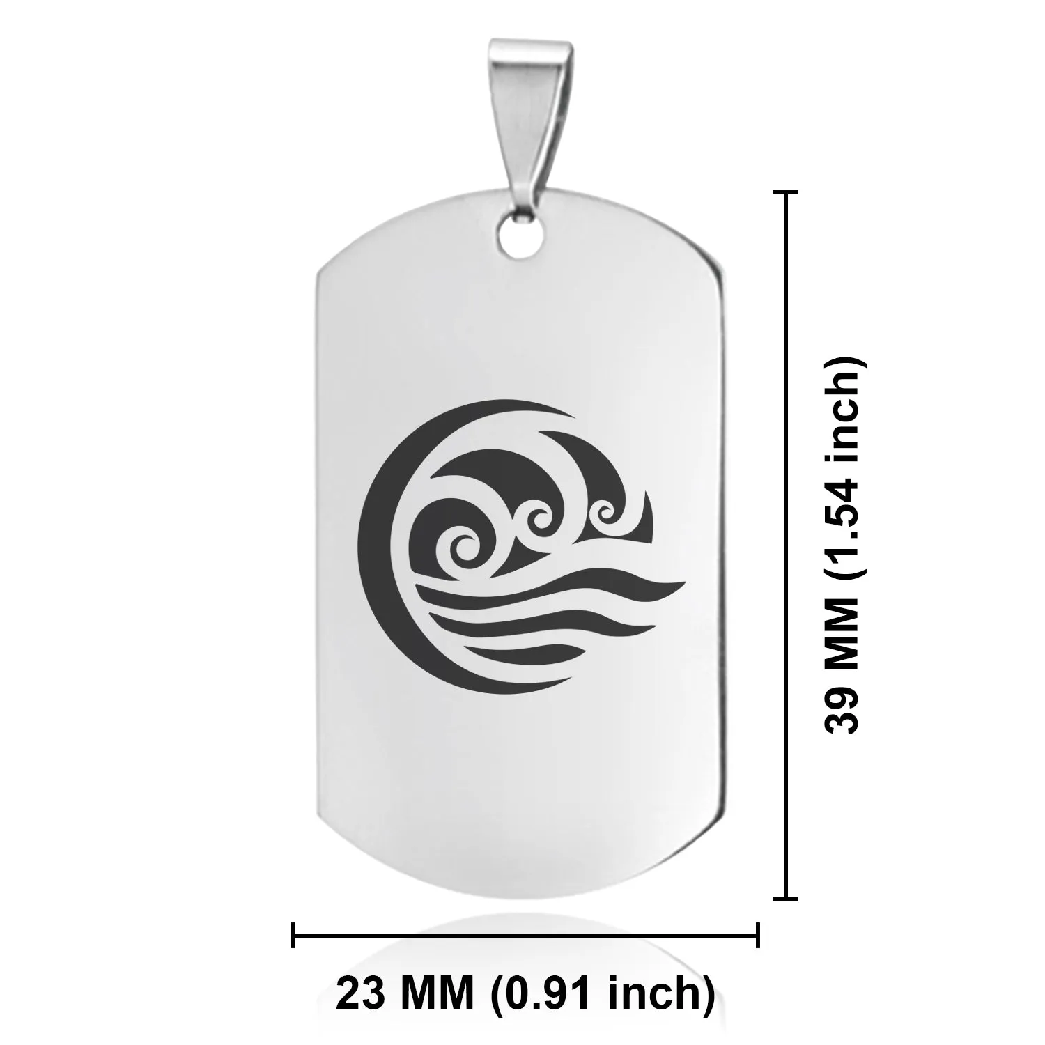 Stainless Steel Water Element Dog Tag Pendant