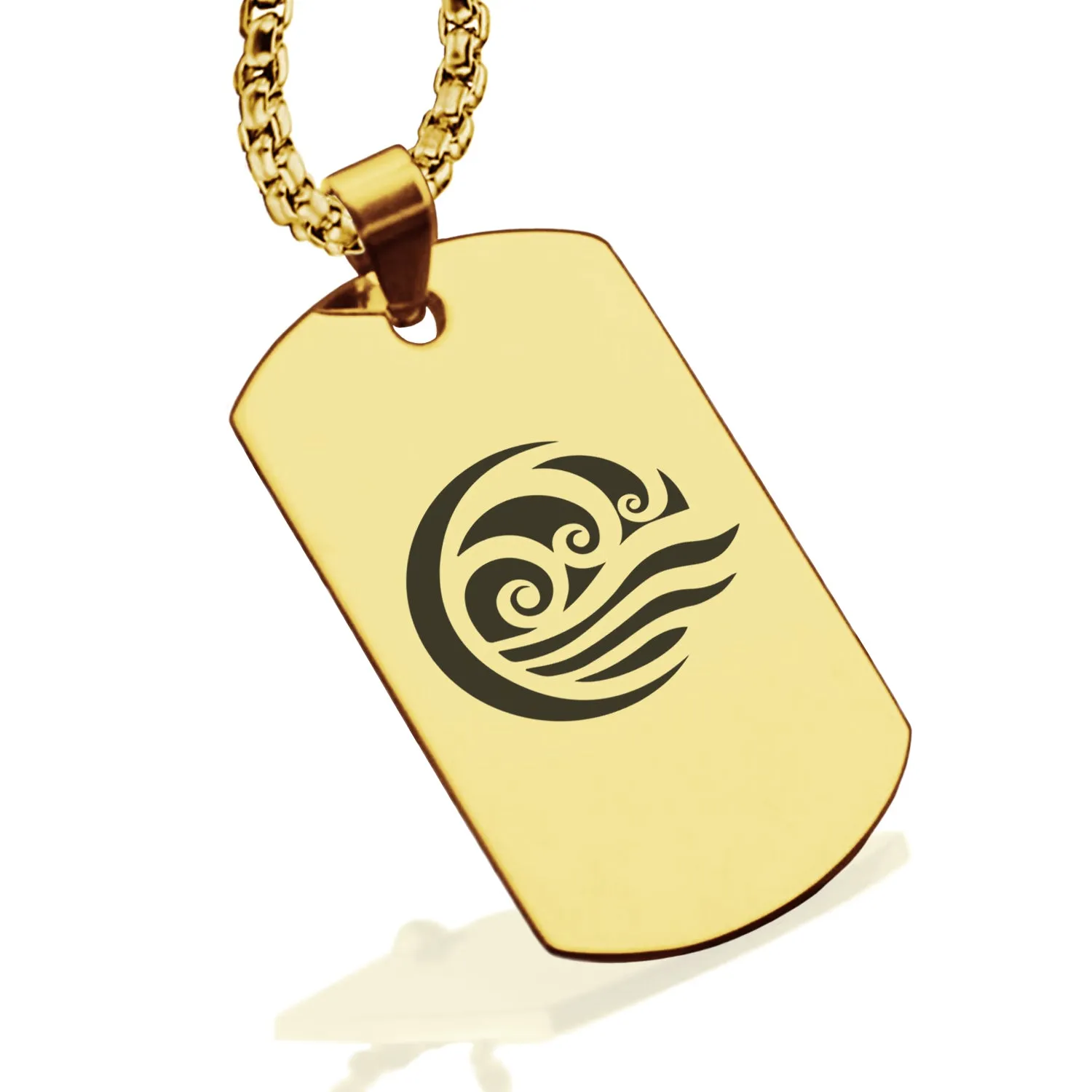 Stainless Steel Water Element Dog Tag Pendant