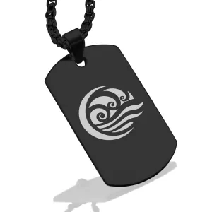 Stainless Steel Water Element Dog Tag Pendant