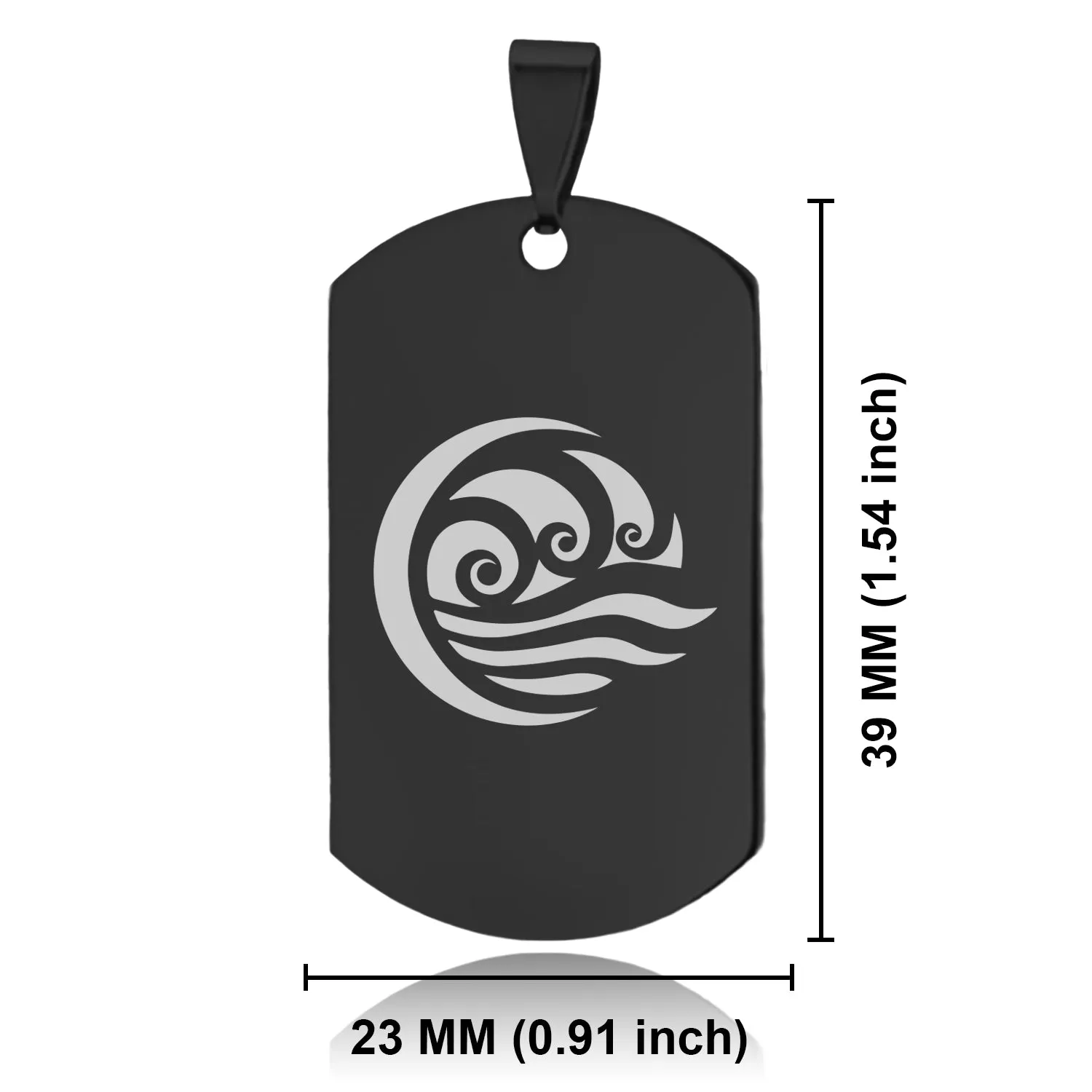 Stainless Steel Water Element Dog Tag Pendant