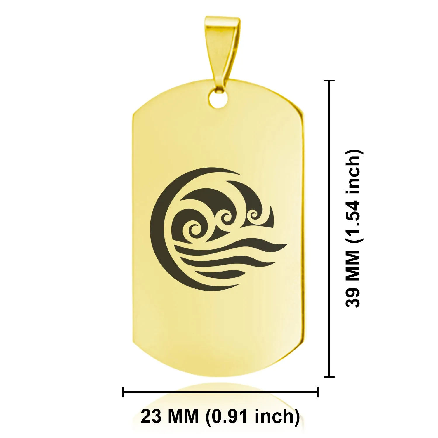 Stainless Steel Water Element Dog Tag Pendant