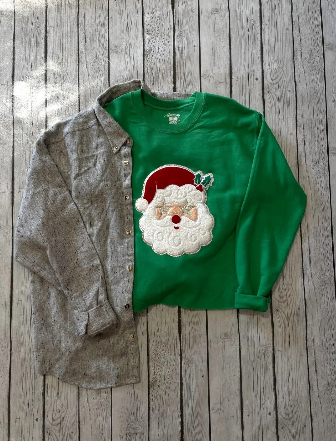 Star Eyed Santa Cropped Sweatshirt - Wholesale