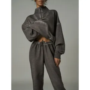 Street Style Half-Zip Jacket Suit