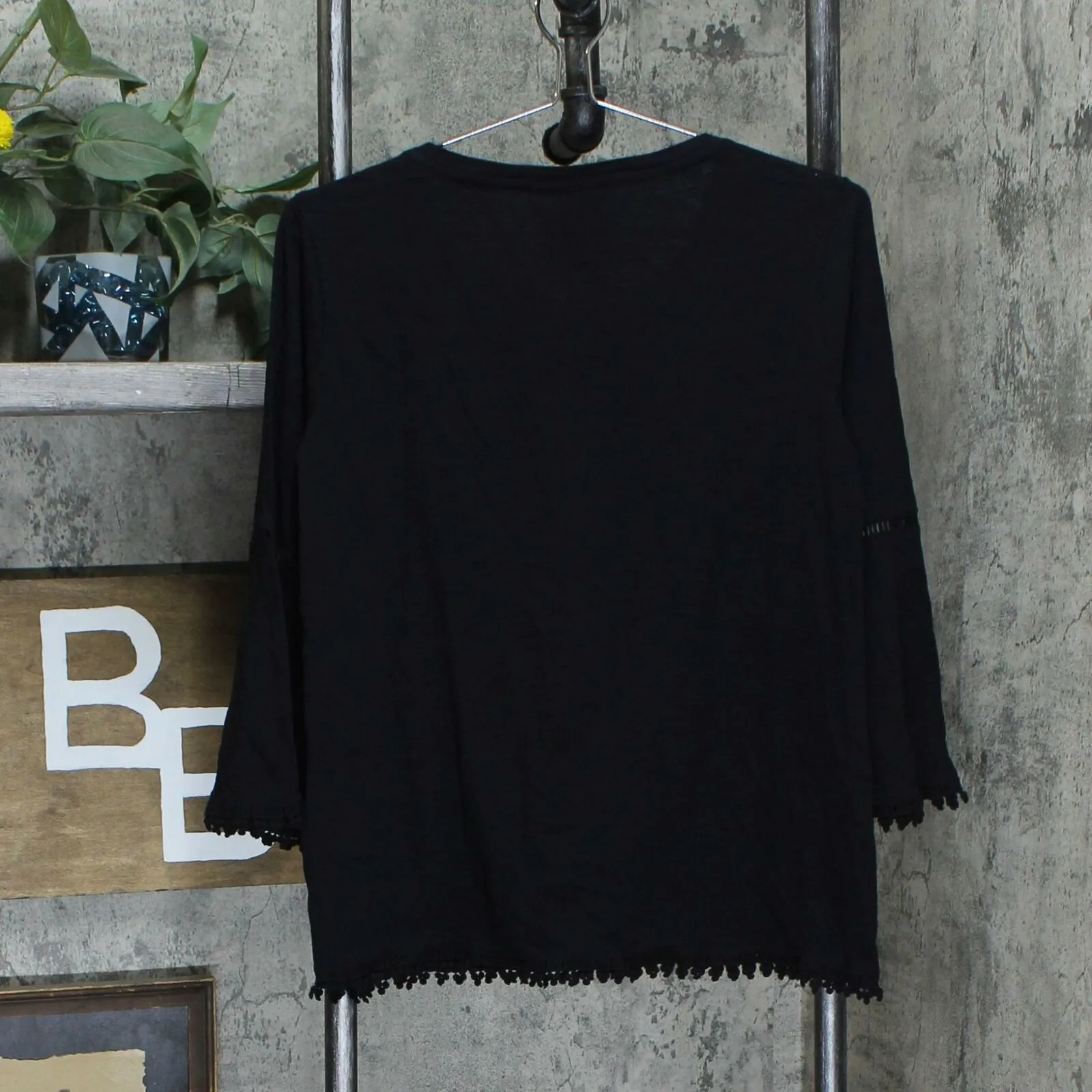 Style & Co. Women's Crochet Trim Bell Sleeve Knit Top