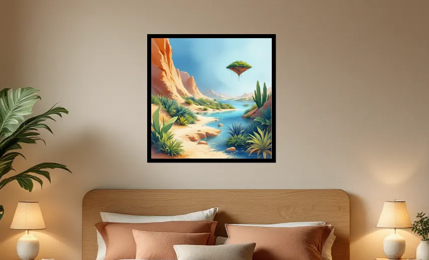 Surreal Desert Oasis Dreamscape Wall Art Poster