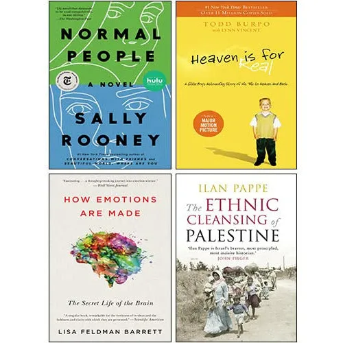 The Ethnic Cleansing of Palestine, Normal People, How Emotions Are Made, Heaven is for Real 4 Books Collection Set