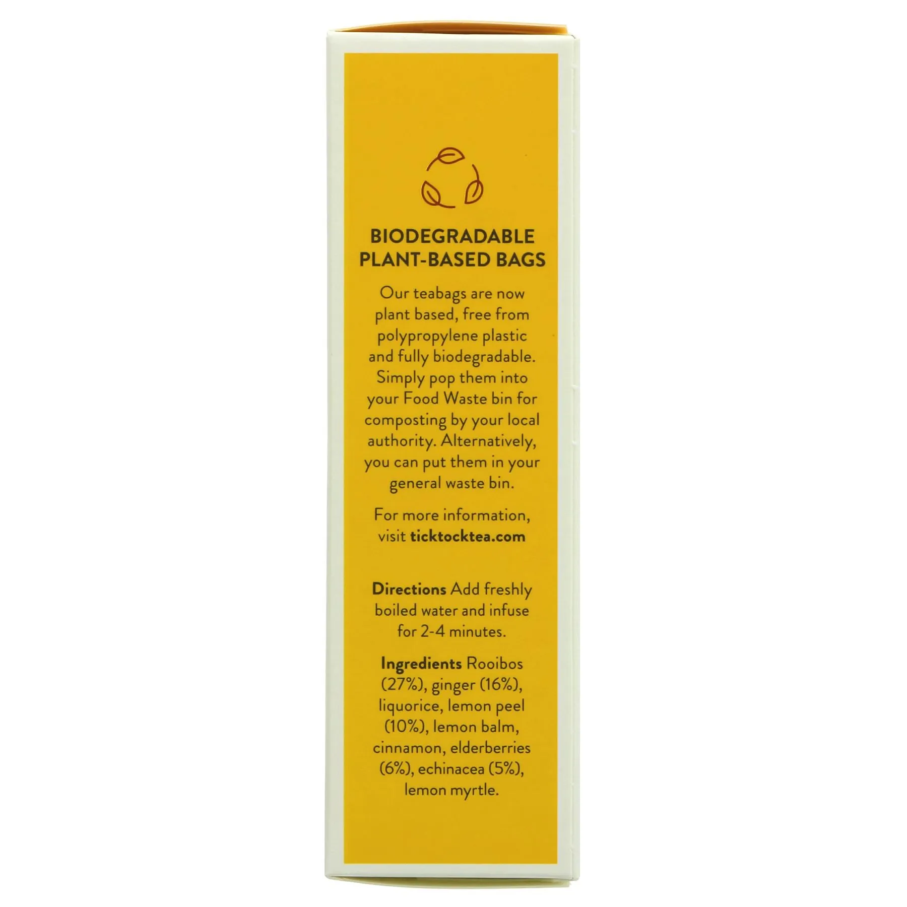 Tick Tock | Ginger Boost - Ginger, Lemon, Elderberry | 20 bags