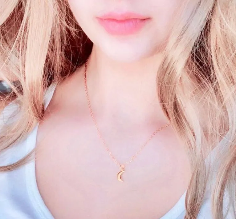 Tiny Gold Crescent Moon Necklace