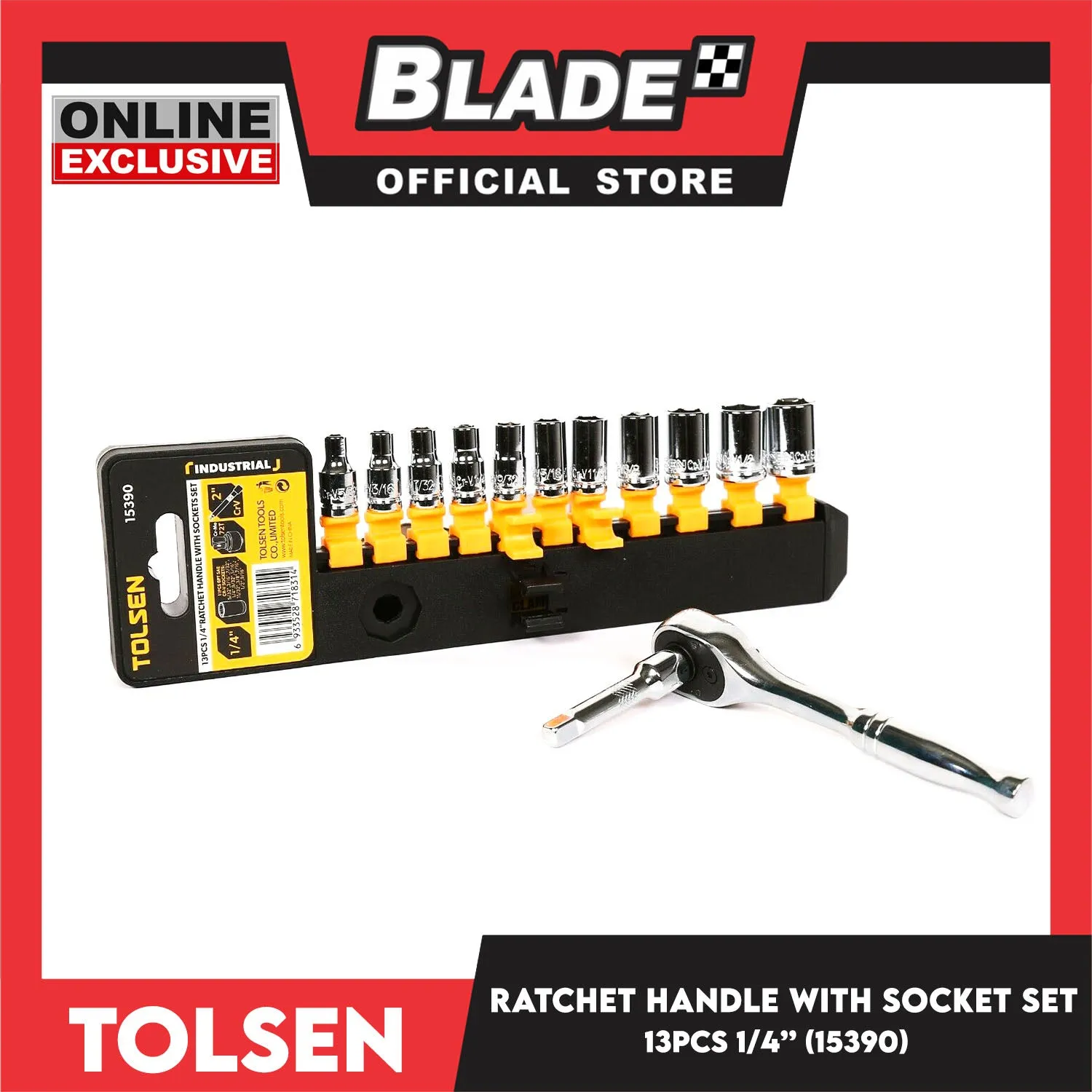 Tolsen  13pcs 1/4 Rachet Handle With Sockets Set 15390
