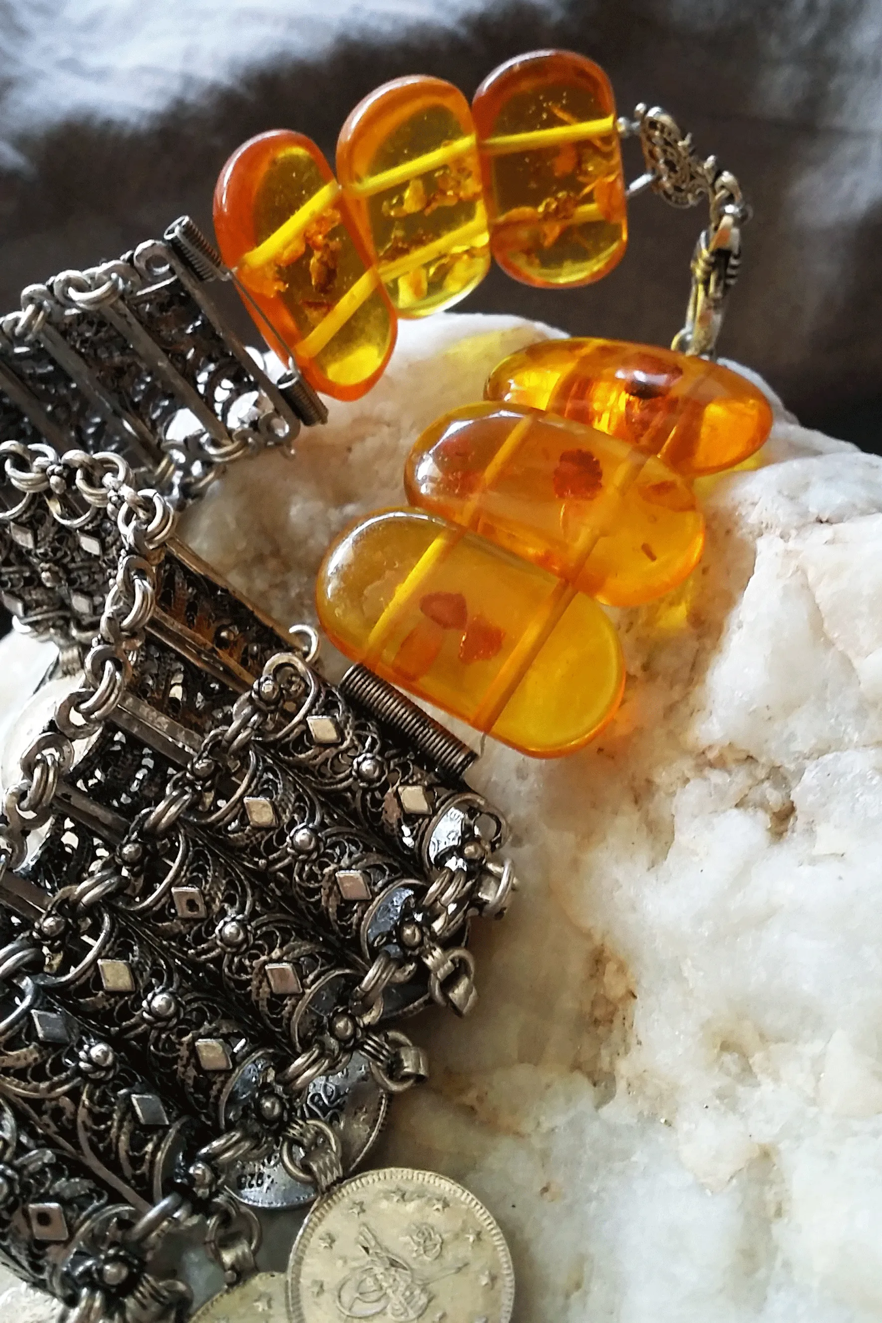 Turkish Gambit / Designer Jewelry Artisan Amber Stone Boho Hypoallergenic 925 Silver Necklace Natural Amber Unique Tribal