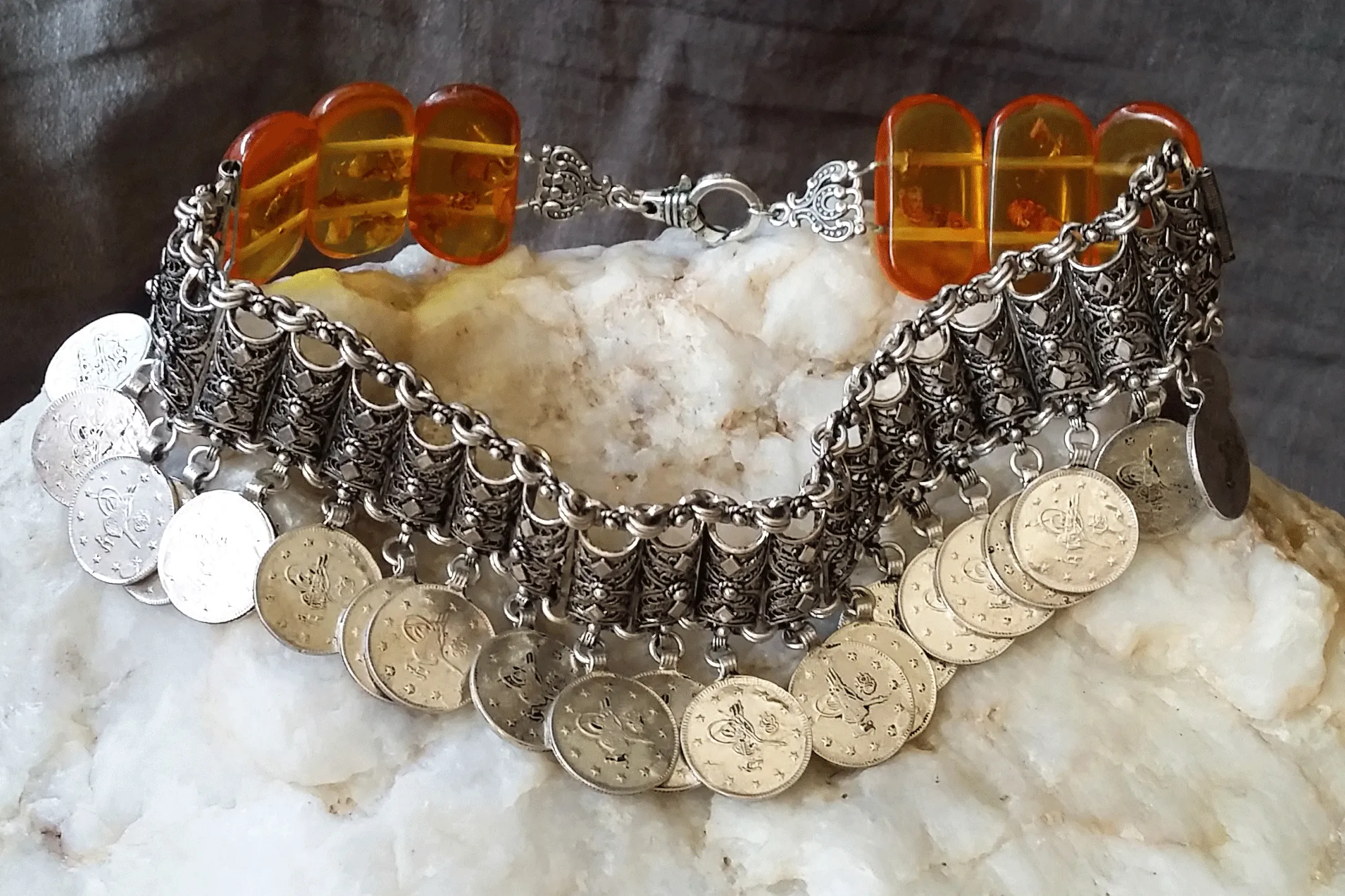 Turkish Gambit / Designer Jewelry Artisan Amber Stone Boho Hypoallergenic 925 Silver Necklace Natural Amber Unique Tribal