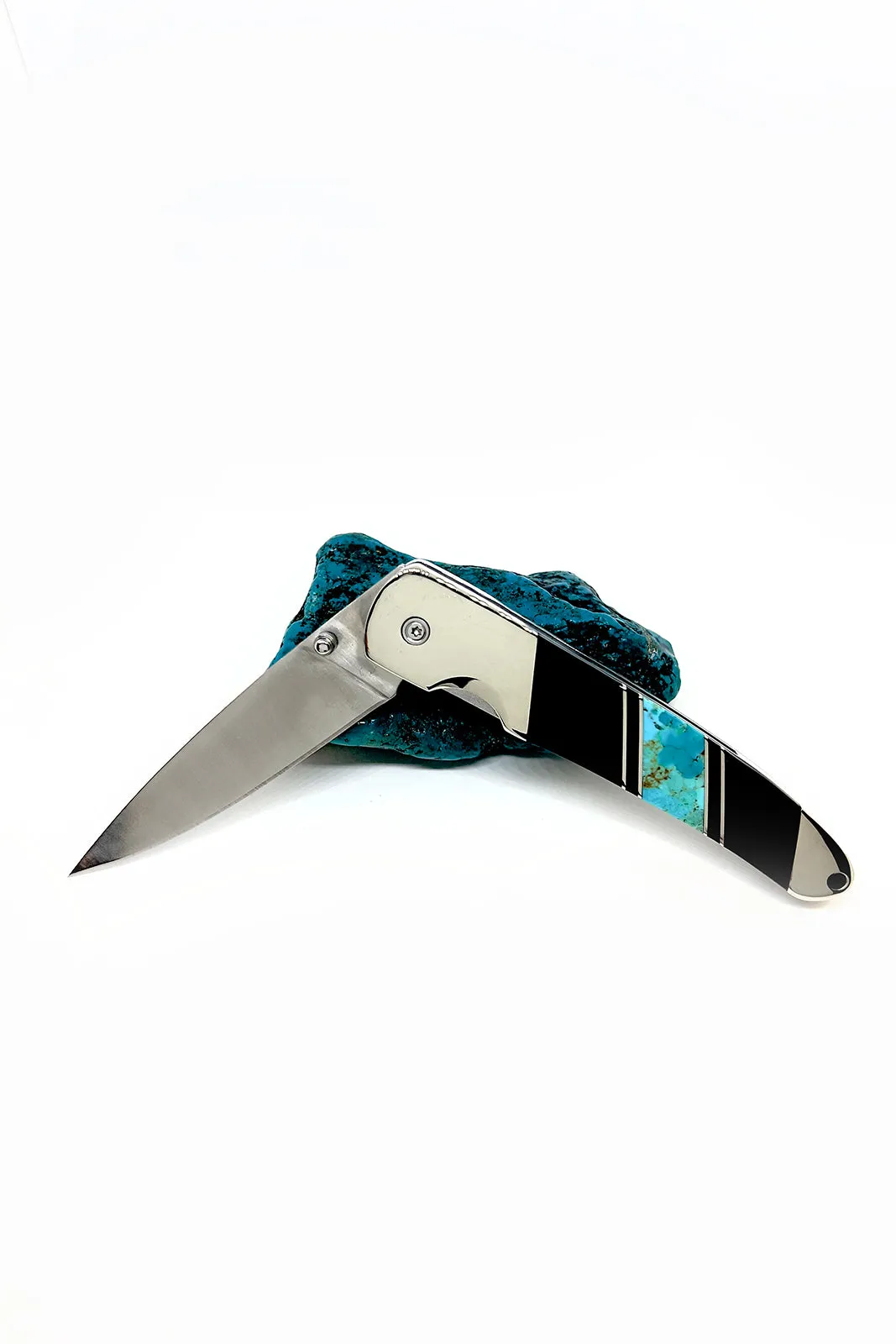 Turquoise and Black Jet Inlay Knife