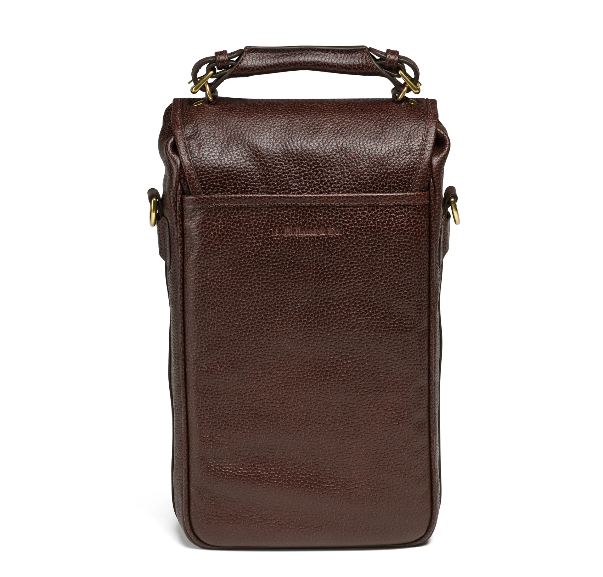 Two Bottle Wine Bag in Brown Pebble Leather
