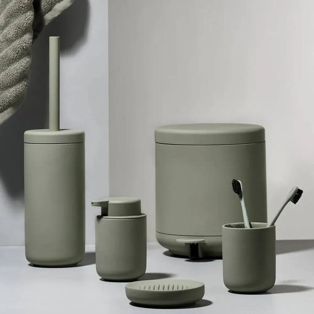 Ume Bathroom Accessories Set - Free Standing - Stoneware/Eucalyptus