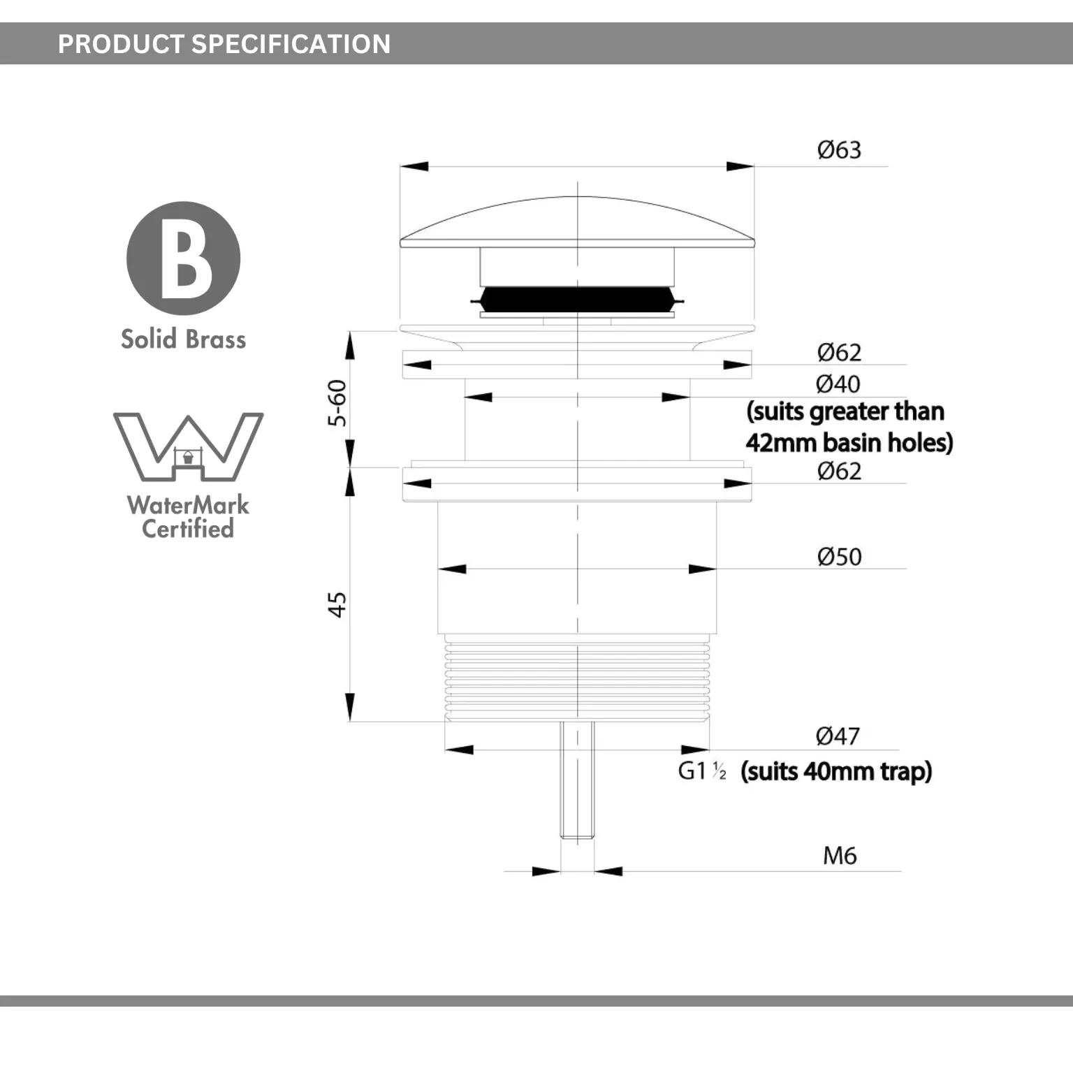 Universal Pop Up Waste - Matte White