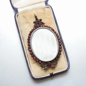 Victorian Bohemian Garnet Locket Pendant/Pin
