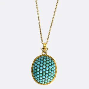 Victorian Pavé Turquoise Oval Locket