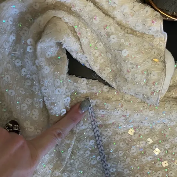 Vintage Festival White Rainbow Flash Kimono Style Sequin Evening Jacket