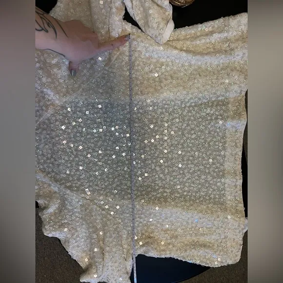 Vintage Festival White Rainbow Flash Kimono Style Sequin Evening Jacket